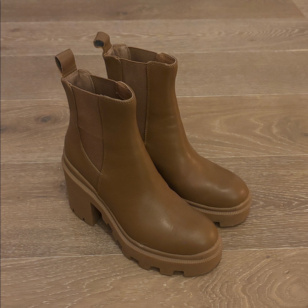 Steve Madden Brown Chunky Heel Ankle Boots